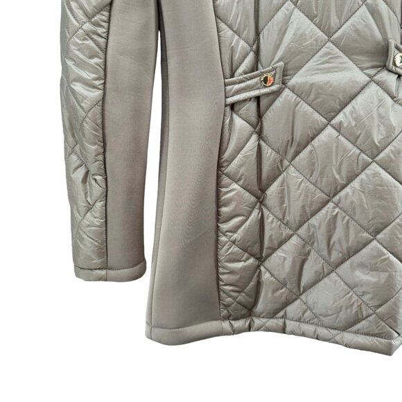 BCBGeneration Quilted Puffer Jacket Womens Nylon Mid Length Faux Fur Trim Size S - Picture 10 of 12